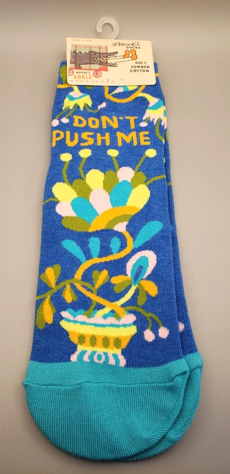 Blue Q Combed Cotton Novelty Ankle Socks Don't Push Me Women's 5 - 10