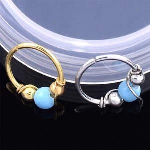 Stainless Steel Nose Ring Turquoise Nostril Hoop Nose Earring Piercing Jewel^dm - Picture 1 of 8