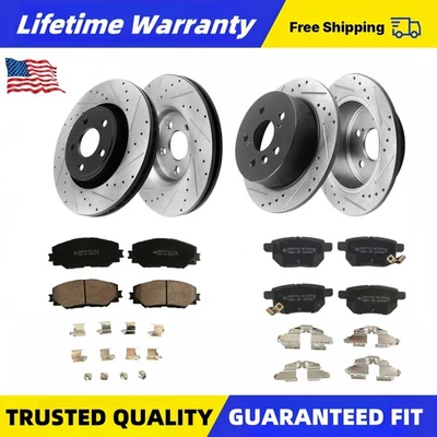 Front Rear Drilled Slotted Brake Rotors Brake Pads for Toyota Matrix Vibe Brakes Foto 1 de 4