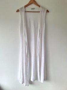 The White Company Linen Long Cardigan Size Medium Sleeveless Casual Travel - Picture 1 of 7