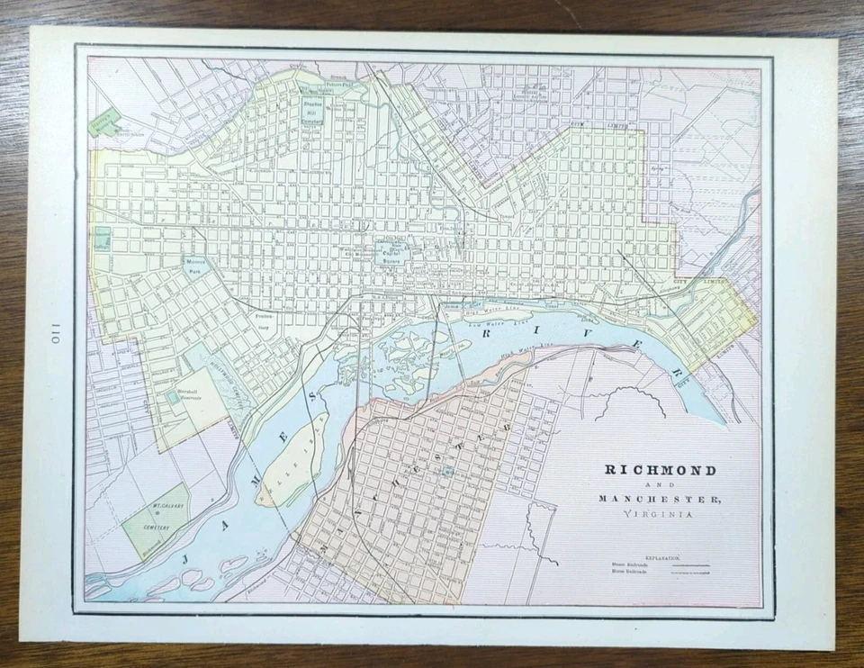 Mapa RICHMOND VIRGINIA VA 1900 de colección 14"x11" antiguo original UNION HILL Foto 1 de 4