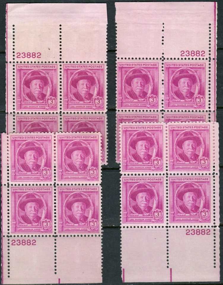 US Scott #980, Plate block set of 4, "Joel Chandler Harris", MNH - Image 1 of 1