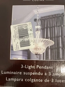 Allen Roth COLFAX 3-Light Pendant Polished Pewter Crytal Glass Shade Lighting - Picture 1 of 5