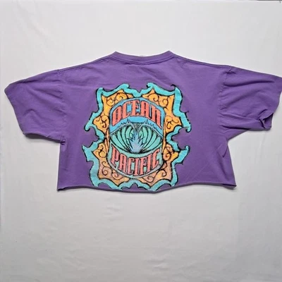 Top corto vintage Ocean Pacific Surf para mujer gráfico púrpura XL de gran tamaño años 90 Foto 1 de 4