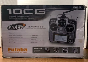 Futaba Transmitter 10CH 2.4 FASST T10CAG with Battery , Box & Power Adapter EUC - Picture 1 of 20