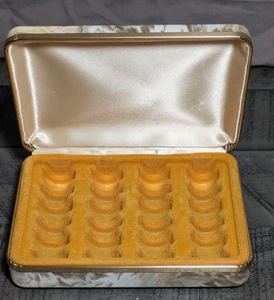 Vintage Mele Schmuckkästchen Ring Etui Reise 24 Fächer gold & braun Klapp Geschenk - Bild 1 von 8