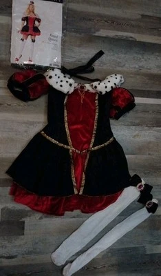 Leg Avenue Royal Queen Of Hearts Halloween Adult Costume Medium Dress  Stockings - Image 1 of 4
