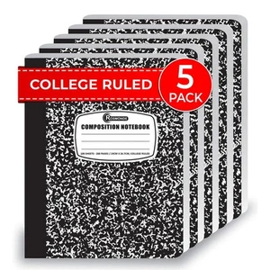 College Ruled Composition Notebooks 5 Pack, 200 Pages (100 Sheets), 9-3/4" x ... - Picture 1 of 9