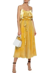 PVP €4510 VALENTINO Vestido de terciopelo línea A IT44 US8 UK12 L mezcla de seda pedrería - Imagen 1 de 6