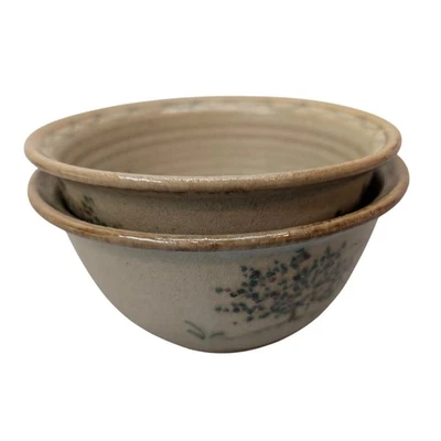 Набор из 2 винтажных керамических чаш Berkshire с ручной росписью деревья 7 дюймов - Изображение 1 из 4