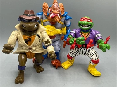 Lote de 3 figuras vintage de TORTUGAS NINJA MUTANTES ADOLESCENTES ~ Wingnut ~ Heavy Metal Ralph Foto 1 de 4