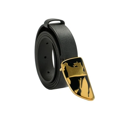 Cinturón Burberry "Shield Split EKD" Negro Cuero Hebilla Decorado Talla M Foto 1 de 4