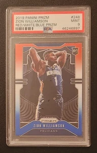 2019-20 PANINI PRIZM ZION WILLIAMSON RED WHITE BLUE PRIZM RC ROOKIE #248 PSA 9 - Picture 1 of 1