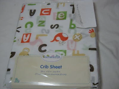 New  Sumersault Neutral ABC  Fitted Crib Sheet 28x52 Alphabet Letters - Image 1 of 4