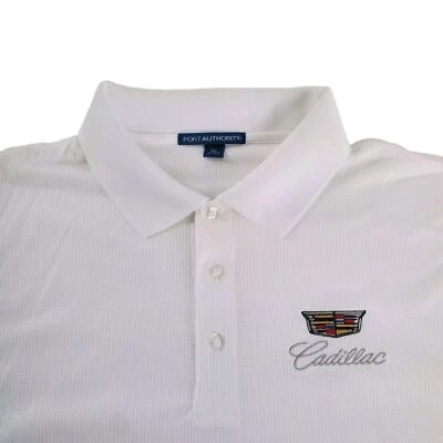 Camisa polo de golfe Cadillac nova - Branca - Logotipo bordado - 3 botões - Tamanho XS-4XL - Imagem 1 de 4