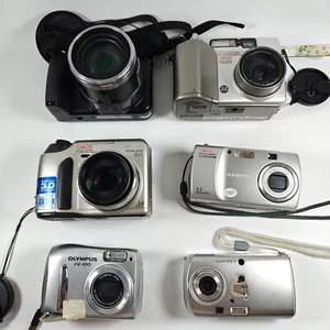 6x OLYMPUS Digital Cameras Job Lot - mju 400 FE-100 C-720 C-310 C-3020Z SP-800UZ - Picture 1 of 5