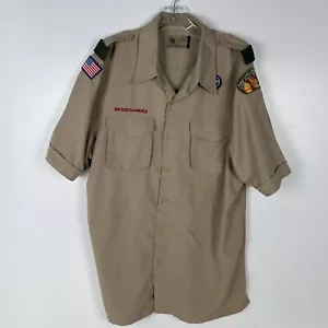BOY SCOUTS Of America Shirt Mens L VENTED Uniform BSA Microfiber Scout Patches - Picture 1 of 13