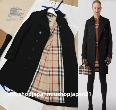 BURBERRY Trench Coat Authentic BURBERRY Heritage Italy Mid w/Belt Black UK4/US2 - Image 1 of 4