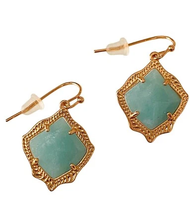 ¡NUEVO! Pendientes colgantes y cubierta antipolvo Kendra Scott Kyrie oro rosa verde azulado cuarcita $65 Foto 1 de 4