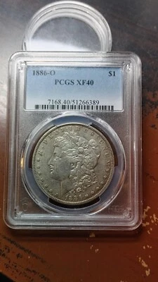 Dólar de plata O Morgan 1886 $1 graduación profesional XF40 4854 Foto 1 de 4