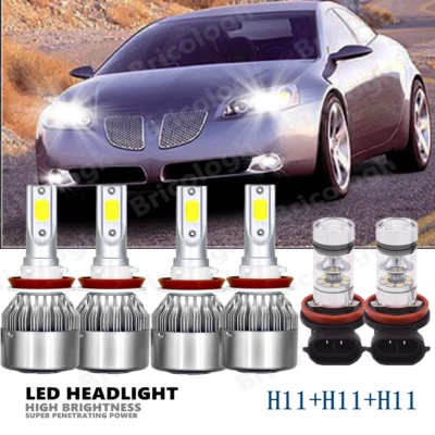 Faróis combo LED + kits de lâmpadas de neblina para Pontiac G6 2008 2009 - 6PC 6000K - Imagem 1 de 4