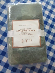 NIP Pottery Barn Teen Shades of Green Camo Sherpa Standard Quilted Sham - Picture 1 of 5