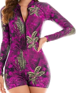 NESY Women's One Piece Long Sleeve Boyleg UPF 50+ Surfing Athletic Swimwear XL - Picture 1 of 5