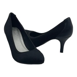 TAHARI Womens 6.5 Leather Textured Knit Pumps Pointed Toe TRACEY Flex NWOB BLACK - Picture 1 of 12