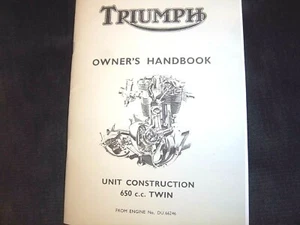 NEW Triumph T120 BONNEVILLE TR6 TIGER Owners Handbook 1968 TH49UKC 31/67 - Picture 1 of 2