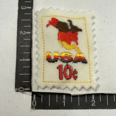 Vtg Philatelic Postage Stamp Theme USA 10¢ Felt Patch (Color Scheme Ver 4) 00TO Foto 1 de 2