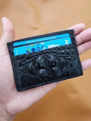 Черный 100% натуральной кожи карты держатель из натуральной кожи унисекс бумажник ручной работы - Изображение 1 из 4