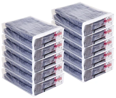 VINYLPAC 10-Pack Clear Vinyl Zippered Storage Bags 12" x 15" x 3" with Handle and Pockets