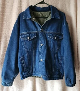 Vintage Herren Industrial Rags Denim Jeans Wende Jacke Mantel Classic Trucker Gr. M - Bild 1 von 7
