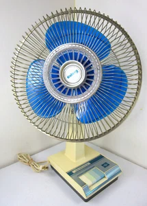Vintage Galaxy Type 12 - 12” Fan 3 Speed Retro Blue Blades Metal Cage - Picture 1 of 10