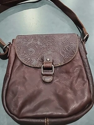 Bolso Mensajero Jack Georges Grande Cuero Marrón Envejecido Tooled Foto 1 de 4