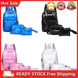 3pcs/Set Letters Unisex Street Leather Backpacks Student Shoulder Bag UK - Imagen 1 de 13