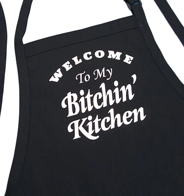 COOLAPRONS Welcome To My Bitchin' Kitchen Funny Chef Apron, Adjustable With Two Pockets
