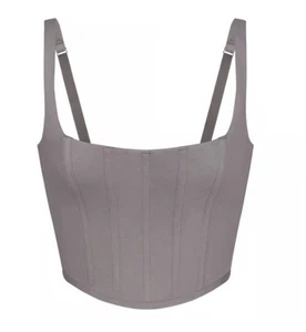 Skims Track Cotton Corset Bustier Charcoal Sz XS - Picture 1 of 10
