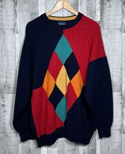 The Sweater Shop Herren Strickpullover Argyle gemustert Wolle Größe Large Mehrfarbig - Bild 1 von 13