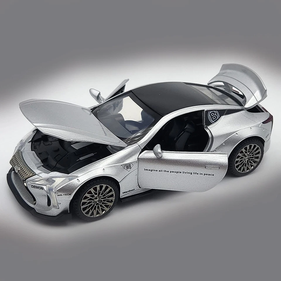 2022 Lexus LC500 - Right Hand Drive - 1:32 Diecast Model - Silver - Image 1 of 4