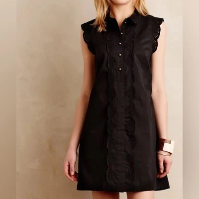 Anthropologie Dear Creatures Trinette Eyelet Black Dress Size Small - Image 1 of 4