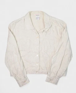 Talbots Jacket Womens 14 Irish Linen Cropped Button Lightweight Collared Pockets - Picture 1 of 6