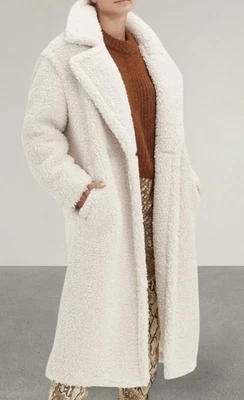 Abrigo de Peluche Largo Ugg Gertrude Invierno Blanco (Mujer XL) $268 Calce Relajado AGOTADO Foto 1 de 4