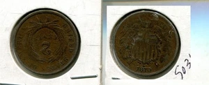 1870 TWO CENT PIECE TYPE COIN FINE 5034T - Picture 1 of 1