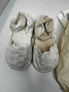 Janie And Jack Girls New Espadrille Crochet White Sandals Size 7 Girls - Picture 1 of 8
