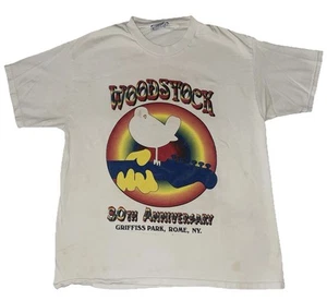 Vintage 1999 Woodstock 99 Shirt Rome New York Double Sided Sz Large White Flawed - Picture 1 of 9