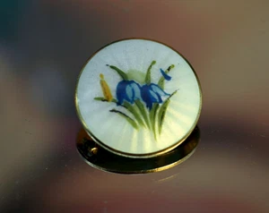 Vintage Sterling Silver 925 Brooch Crocheted Painted Flowers Round 7.83g - Picture 1 of 8