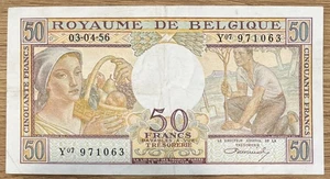 Belgium 50 francs 1956 P#133b VF++ - Picture 1 of 2
