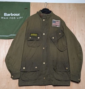Barbour X Steve McQueen Rexton Wax Waterproof Green Belted Jacket Size C36 Small - Picture 1 of 18