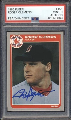 1985 Fleer АВТОГРАФ Роджера Клеменса ДЕБЮТАНТ NO155 с автографом PSA 9 PSA/DNA 10 - Изображение 1 из 2